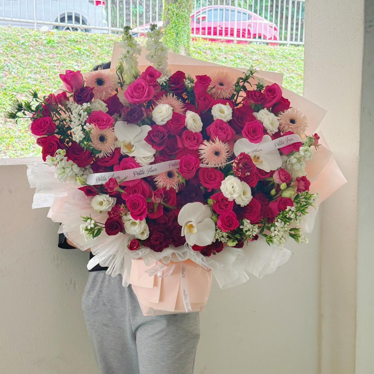 Grandeur Dark Pink Rose Bouquet