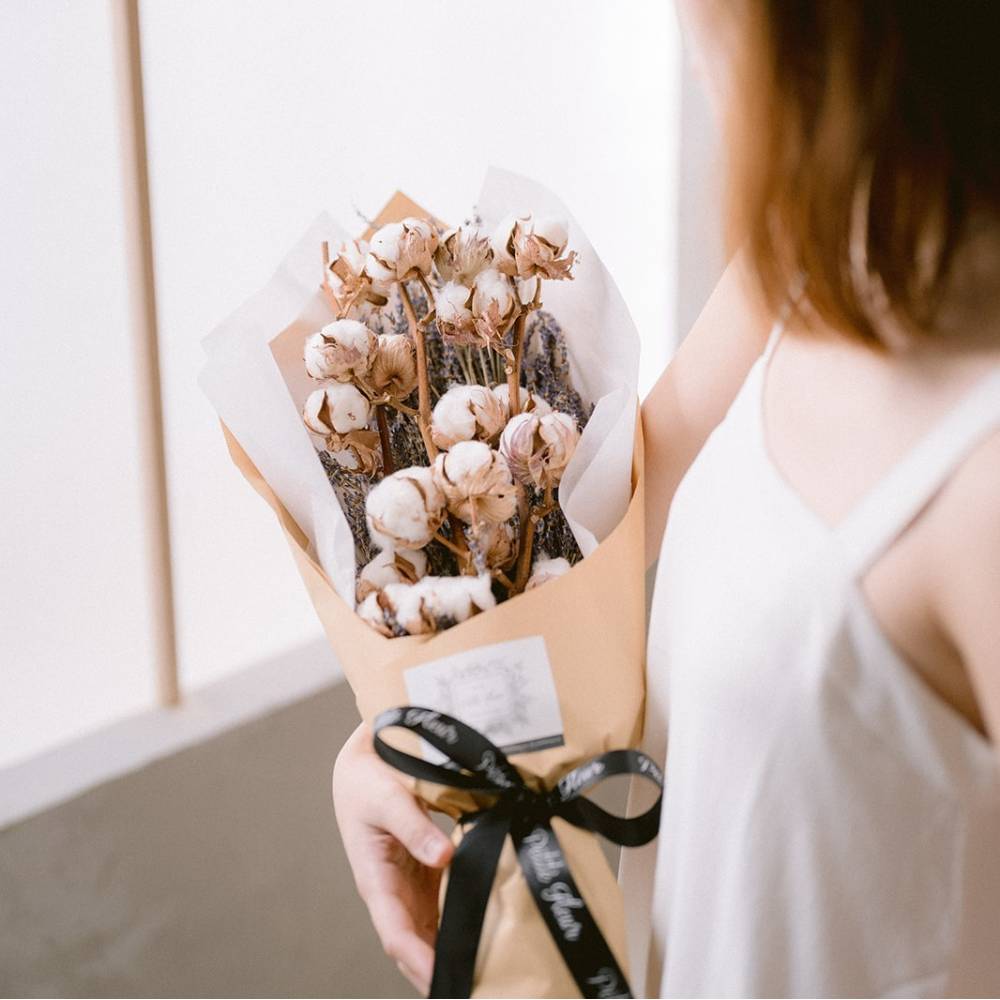 lavender and cotton flower Cotton and Lavender Bouquet