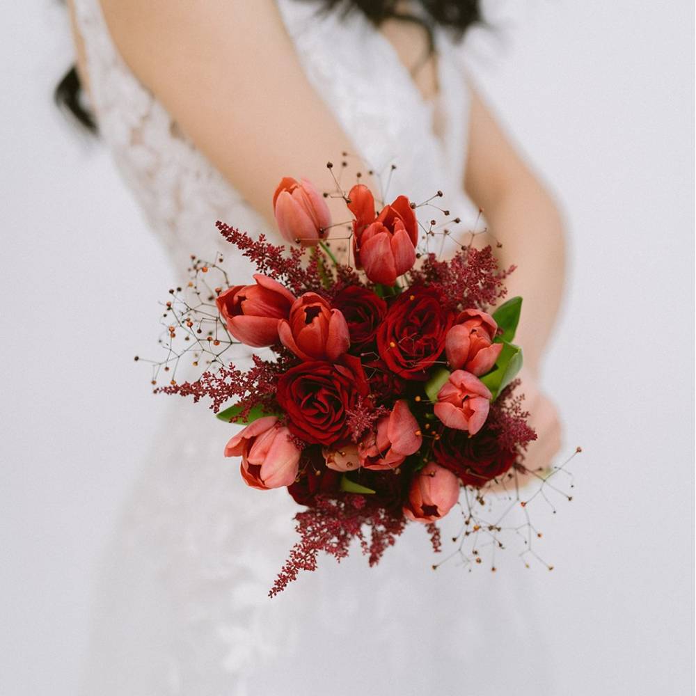 Red Tulip Bridal Bouquet