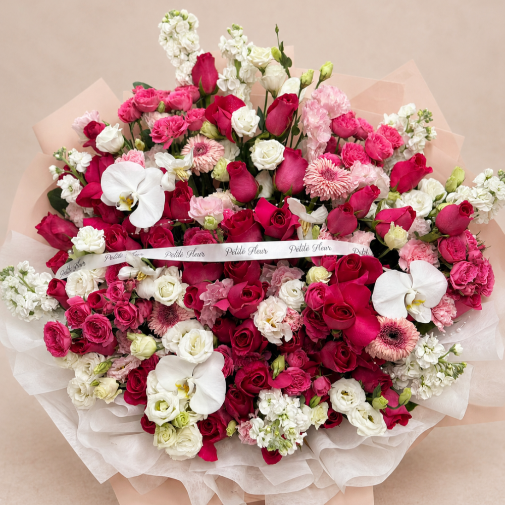 Grandeur Dark Pink Rose Bouquet