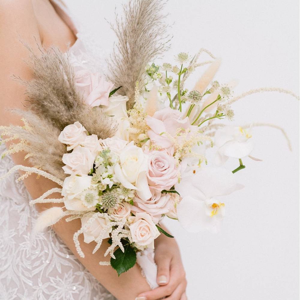 Phalaenopsis and Pampas Bridal Bouquet