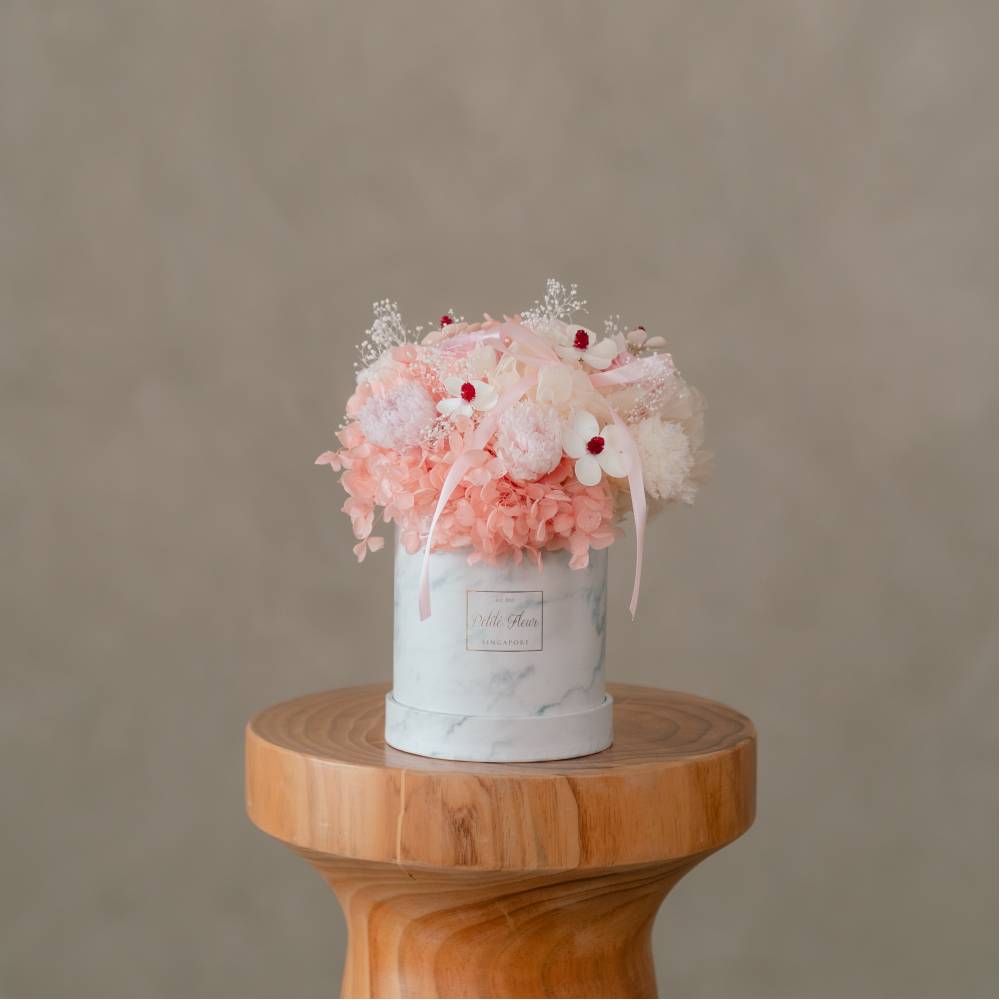 Preserved Pink Hydrangea & Carnation Flower Box