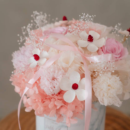 Preserved Pink Hydrangea & Carnation Flower Box
