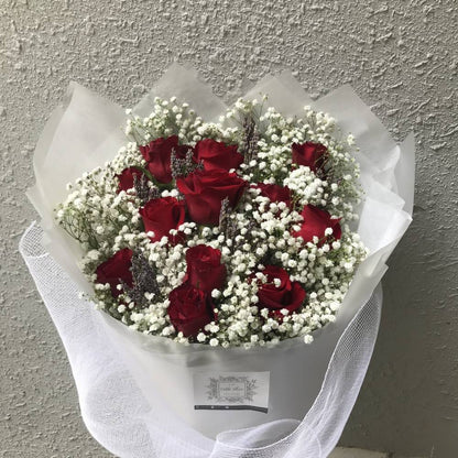 Red Roses, Baby's Breath and Lavender